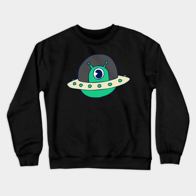 Alien Coming In Their HFO - Funny Alien Art In Pastel Green Crewneck Sweatshirt by mangobanana